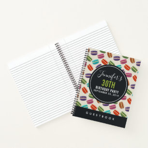 Colourful Parisian Macarons Pattern Guestbook Notebook