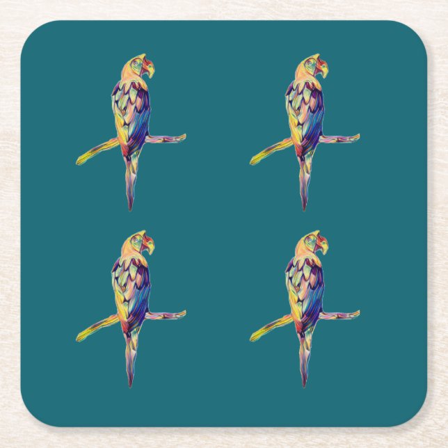 Colourful Parrot Coaster (Front)