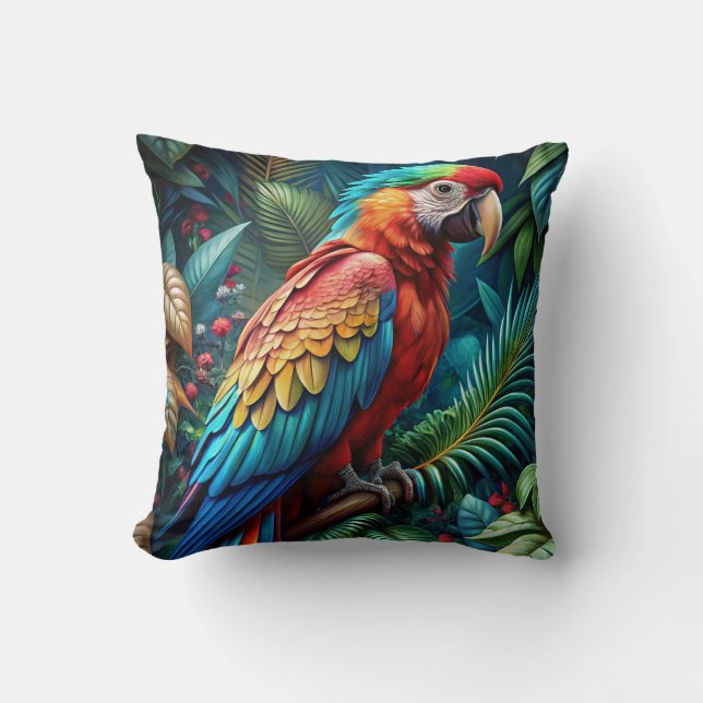 Colourful Parrot Cushion (Front)
