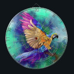 Colourful Parrot Dart Board<br><div class="desc">Dartboards with Beautiful Colourful Parrot - MIGNED Painting Design</div>