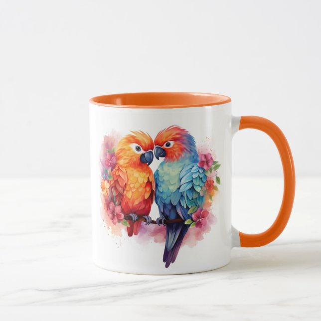 Colourful Parrot Design Cup. Mug (Right)