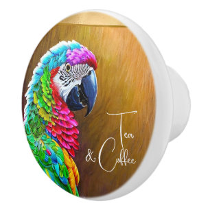 Colourful parrot faux-golden strip custom ceramic knob