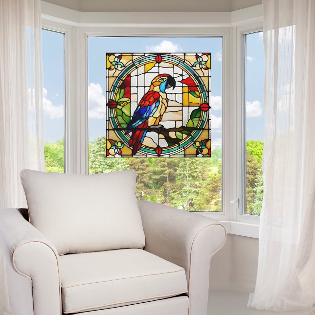 Colourful Parrot Faux Stained Glass Window Cling (Creator Uploaded)
