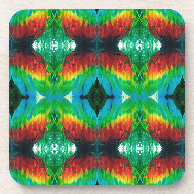 Colourful Parrot feathers pattern Coaster (Front)
