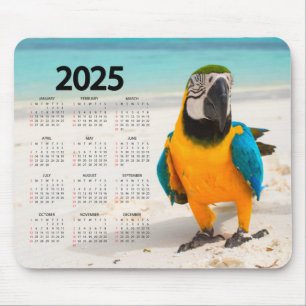 Colourful Parrot in the Sand 2025 Calendar Mouse Mat