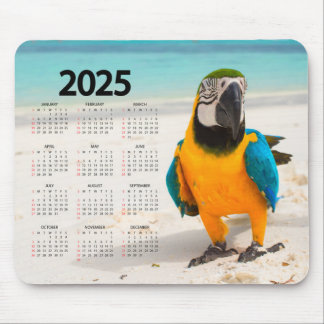 Colourful Parrot in the Sand 2025 Calendar Mouse Mat
