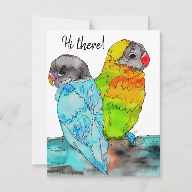 Colourful Parrot Love Birds Greeting Card (Front)