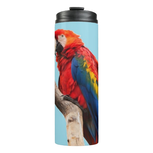 Colourful Parrot Portrait Photo Thermal Tumbler (Front)