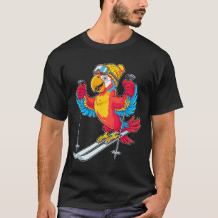 Colourful Parrot Skiing Adventure Winter Fun T-Shirt