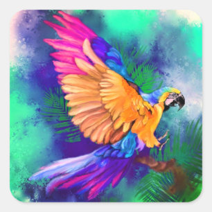 Colourful Parrot Sticker - Painting
