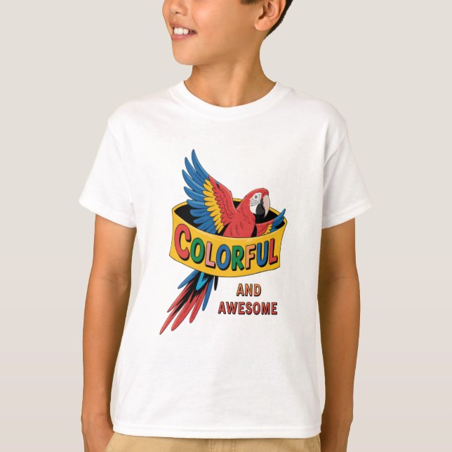 Colourful Parrot  T-Shirt (Front)