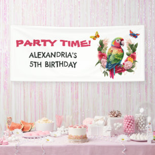 Colourful Parrot Tropical Child's Birthday Party  Banner