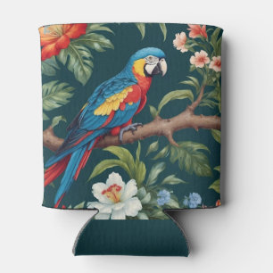 Colourful Parrot Tropical Jungle Leaves Can Cooler