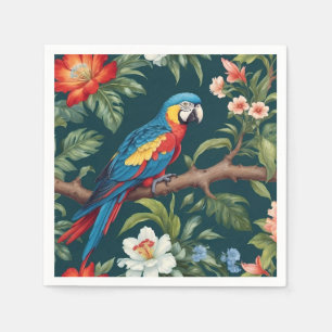 Colourful Parrot Tropical Jungle Leaves Napkin