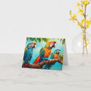 Colourful Parrots Folded blank Greeting Card