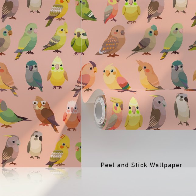 Colourful Parrots on Peach Wallpaper (Creator Uploaded)