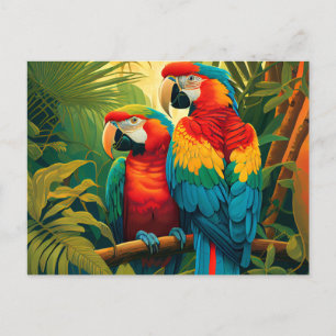 Colourful Parrots Postcard