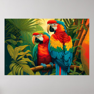 Colourful Parrots Poster