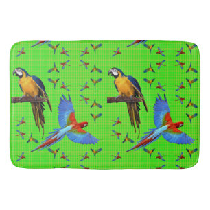 Colourful Parrots Scarlet Blue and Gold Macaw Bath Mat
