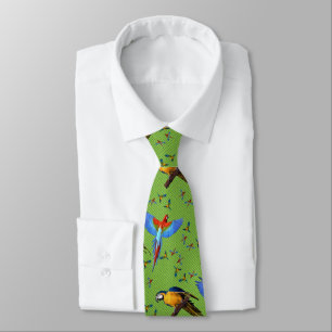 Colourful Parrots Scarlet Blue and Gold Macaw Tie