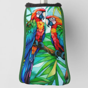 Colourful Parrots Stained Glass Golf Head Cover