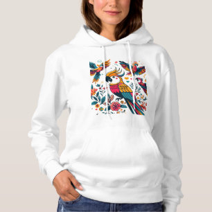 Colourful Parrots Tropical Art Hoodie