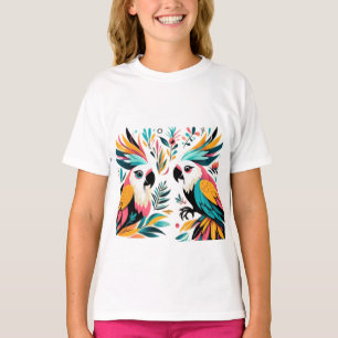 Colourful Parrots Tropical Art T-Shirt