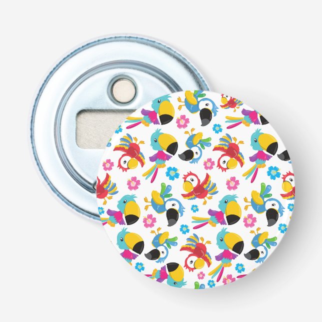 Colourful Parrots, Tropical Parrots, Birds, Flower Bottle Opener (Front)