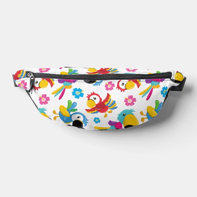 Colourful Parrots, Tropical Parrots, Birds, Flower Bum Bags (Lay Down)