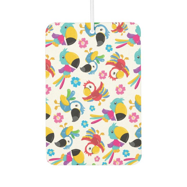 Colourful Parrots, Tropical Parrots, Birds, Flower Car Air Freshener (Front)