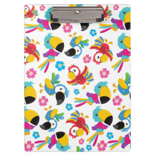 Colourful Parrots, Tropical Parrots, Birds, Flower Clipboard