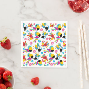Colourful Parrots, Tropical Parrots, Birds, Flower Napkin