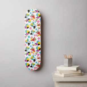 Colourful Parrots, Tropical Parrots, Birds, Flower Skateboard
