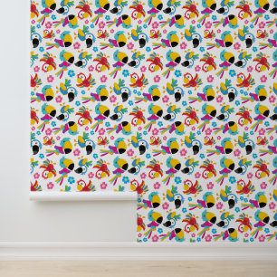 Colourful Parrots, Tropical Parrots, Birds, Flower Wallpaper