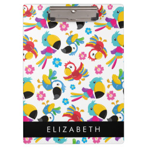 Colourful Parrots, Tropical Parrots, Your Name Clipboard