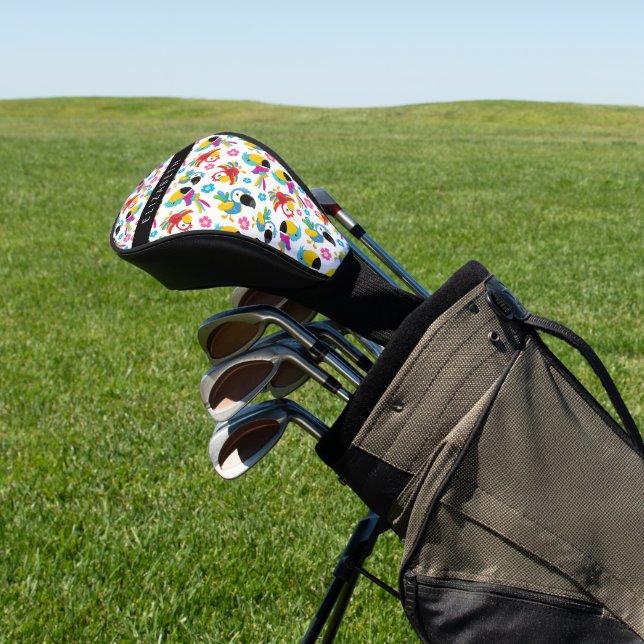 Colourful Parrots, Tropical Parrots, Your Name Golf Head Cover (In Situ)