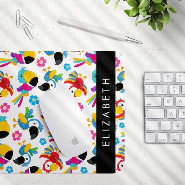 Colourful Parrots, Tropical Parrots, Your Name Mouse Mat (Creator Uploaded)