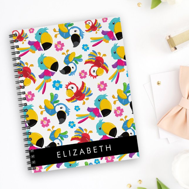 Colourful Parrots, Tropical Parrots, Your Name Notebook (Creator Uploaded)