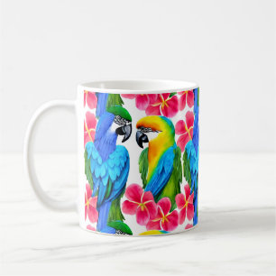 Colourful Parrots with Tropical Flowers  Coffee Mug