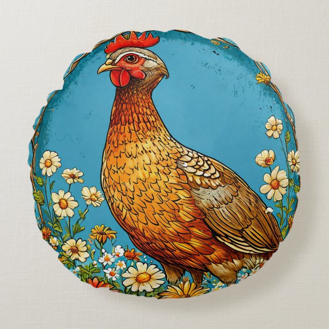 Colourful partridge Bird Countryside Wildlife Round Cushion (Front)
