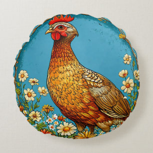 Colourful partridge Bird Round Cushion
