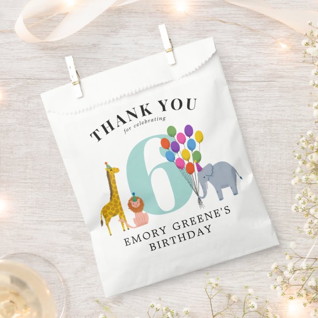 Colourful Party Animals Birthday Party Favour Bags (Clipped)