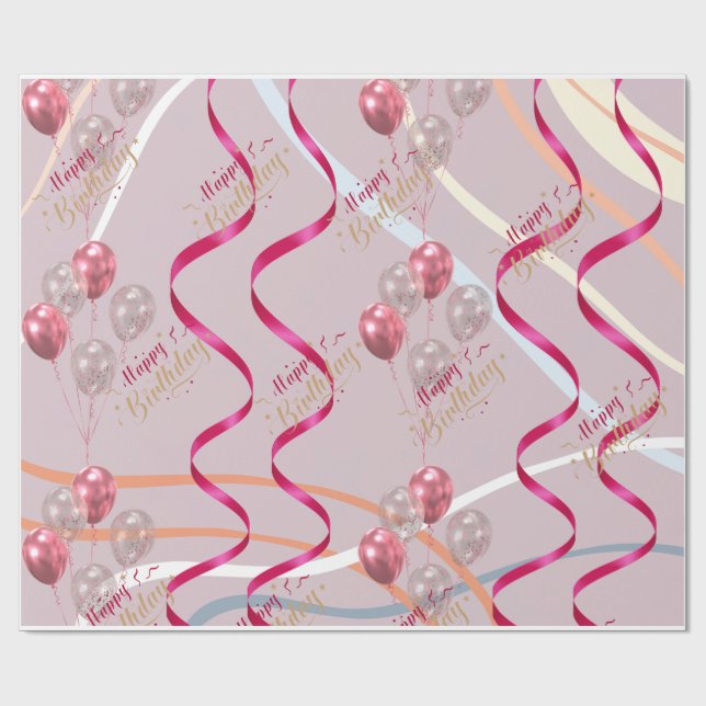 Colourful Party Balloon Wrapping Paper (Flat)