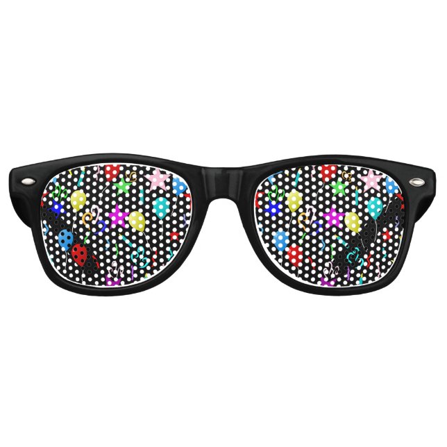 Colourful party balloons and stars retro sunglasses (Front)