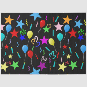 Colourful party balloons and stars tissue paper