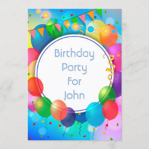 Colourful Party Balloons Invitation