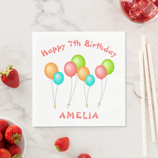 Colourful Party Balloons Kid Birthday  Napkin (Insitu)
