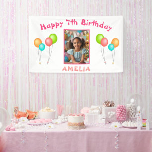 Colourful Party Balloons Kid Birthday Photo Banner
