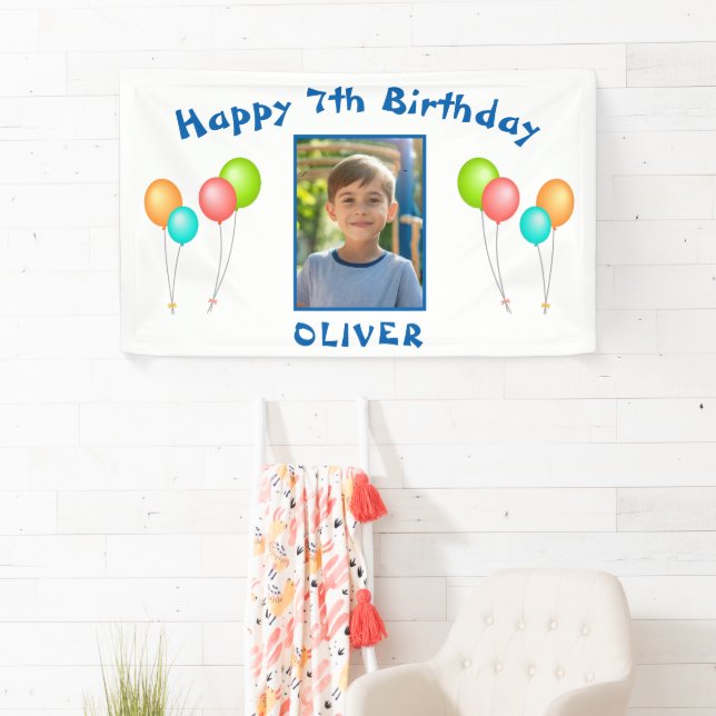Colourful Party Balloons Kid Birthday Photo Banner (Insitu)