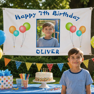 Colourful Party Balloons Kid Birthday Photo Banner